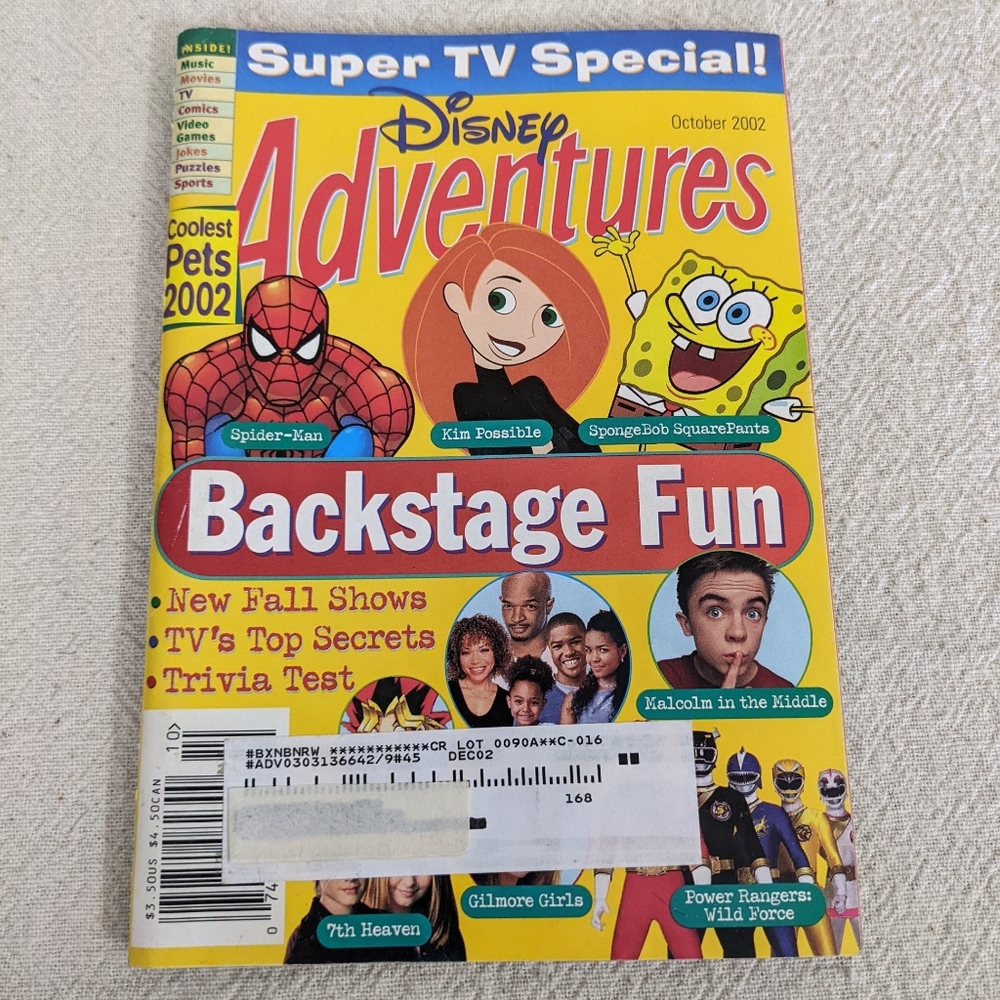 Disney Adventures Magazine 2002 Spider-Man Kim Possible SpongeBob